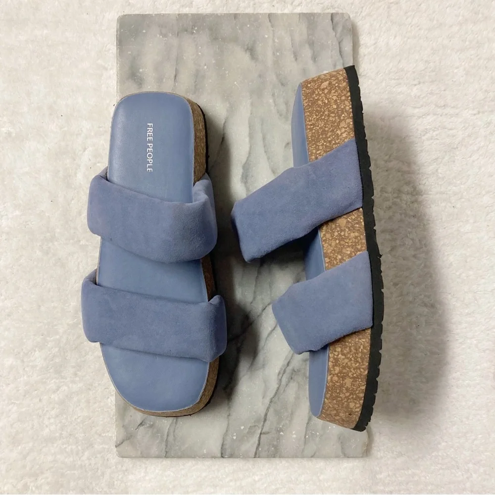 Free People Fairmont Platform Sandals Size 9 Blue New - Picture 2 of 11